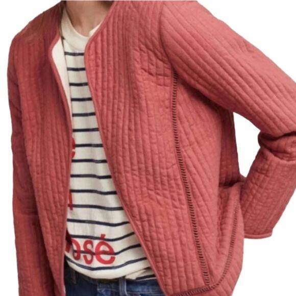 Anthropologie Akemi + Kin Pink Rusty Salmon Rose Quilted Jacket Size XS - Picture 3 of 9